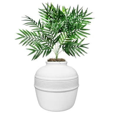 Good Pet Stuff Hidden Cat Litter Box Enclosure with Artificial Plant, Decorative Round Planter, Removable Tray, Charcoal Filter Odor Control, Easy-to-Clean, Made in USA, Essentials Kit, White - Image 2