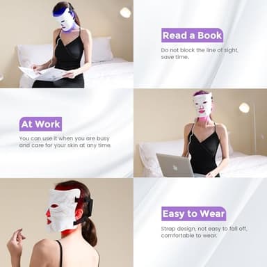 Lovsheme Red Light Therapy for Face, LED Face Mask Light Therapy, Red Light Therapy Mask for Acne, Wrinkles and Skin Rejuvenation, 320 LEDS, 3 Modes, 10-Min Auto Off, Eye Protection Included - Image 8