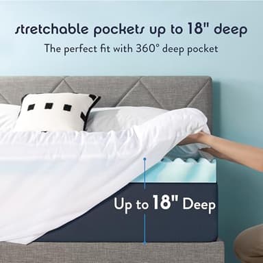 Best Price Mattress 4 Inch Pillowtop Mattress Topper and Pad Combo, 2 Inch Egg Crate Foam Mattress Topper, 2 Inch Plush Mattress Pad, Certified Safe Foam and Fabric, Dorm Essentials, Queen - Image 6