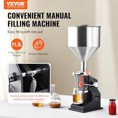 VEVOR Manual Paste Liquid Filling Machine, 5-100ml Adjustable Bottle Filling Machine, Stainless Steel Liquid Filler with 11.5L Hopper for Milk Water Juice Shampoo Honey - Image 2