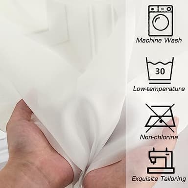 Simplebrand Ivory Sheer Curtains 84 Inches Long, Light Filtering Rod Pocket Solid Color Window Sheer Curtain Panels, Elegant Curtains & Drapes for Living Room, Bedroom 2 Panels (Ivory, 42" W x 84" L - Image 7