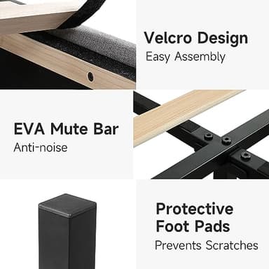 koorlian Queen Bed Frame, Linen Adjustable Upholstered Platform Bed Frame with Type-C&USB Port, Wingback Storage Headboard, Solid Wood Slats Support, No Box Spring Needed, Noiseless, Light Gray - Image 7