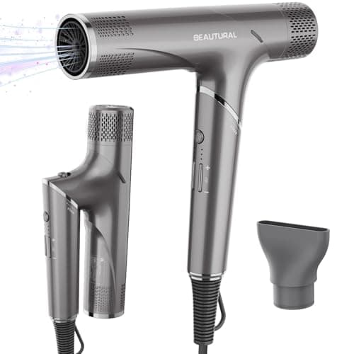BEAUTURAL Hair Dryer, 1600W High-Speed Foldable Travel Blow Dryer, 110,000 RPM Brushless Motor Million Ionic for Fast Drying & Frizz Control, 3 Temps & 3 Speeds, Dual Voltage for Worldwide Use - Image 1