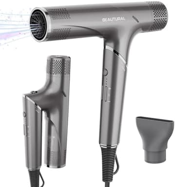 BEAUTURAL Hair Dryer, 1600W High-Speed Foldable Travel Blow Dryer, 110,000 RPM Brushless Motor Million Ionic for Fast Drying & Frizz Control, 3 Temps & 3 Speeds, Dual Voltage for Worldwide Use - Image 1