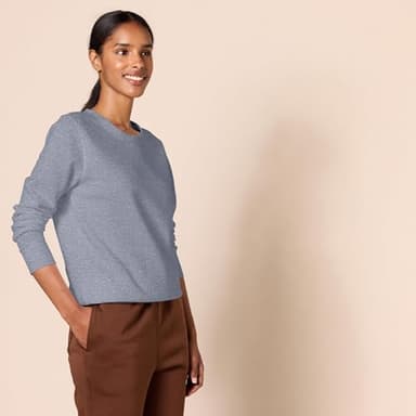 Amazon Essentials Women's Fleece Crewneck Pullover Sweatshirt (Available in Plus Size), Indigo Blue Heather, Medium - Image 2