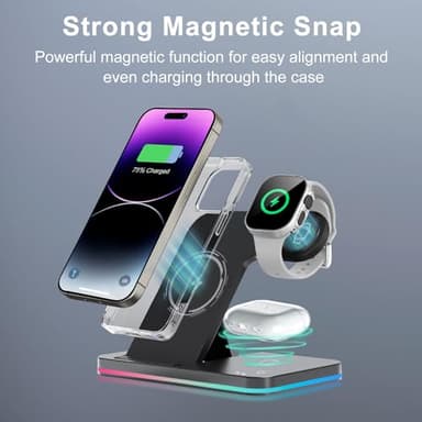 Wireless Charger 3 in 1 Charging Station lPhone Fast Foldable Charging Stand for Apple Multiple Devices with an 18 W Quick Charger for lPhone 16/15/14/13 Pro Max Apple Watch AriPods Pro 2 - Image 6
