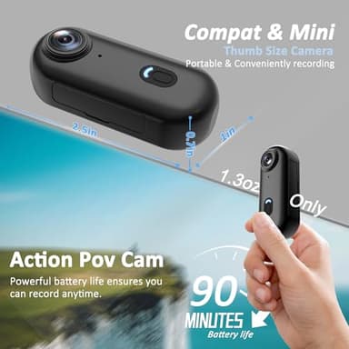 4K Mini Body Camera 128GB - Action Body Cam with Audio & Video- Thumb Hands Free Waterproof Recording Wearable Cameras - POV Worn Portable Personal Camcorder - for Work Travel Pet Walk Swim - Image 2