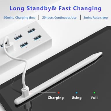 Stylus Pen for iPad (2018-2025) with Fast Charging & Palm Rejection, Pencil for Apple iPad 11th A16/10/9/8/7/6th, Pro 11“13”M4/12.9 inch, Air 11/13 inch M3 2025&M2 2024/5/4/3rd, Mini A17 Pro/6/5th - Image 6