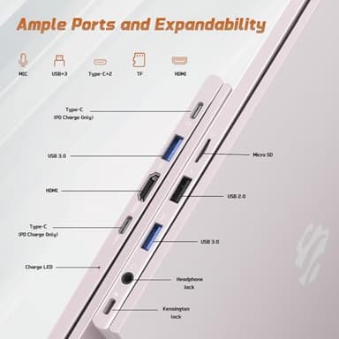 NIMO 15.6" FHD IPS Student-Laptop-Computer - 16GB RAM 512GB SSD, 4 Cores 13th Gen Intel N150(Beat to i3-1115G4, Up to 3.6GHz), 65W GaN Type-C, Fingerprint, Backlit Keyboard, Wi-Fi 6, BT5.2, Numpad - Image 8