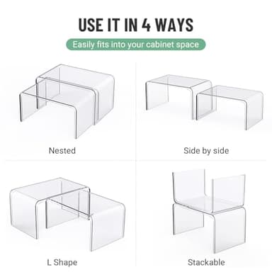 Clear Cabinet Organizer, Shelf Organizer Set of 2 for Kitchen Pantry Organizers and Storage, Display Cabinet Shelf Room Decor Countertop Desk Shelves, Patented Spice Organization for Cabinet - Image 7