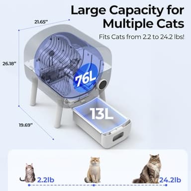 Fsitego Self Cleaning Litter Box: Extra Large Automatic Litter Box Self Cleaning for Multiple Cats, Odor-Free, App-Controlled, Ambient Light Waste Disposal - Image 5