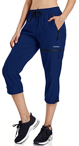 Ksmien Women's Lightweight Hiking Capri Pants Quick Dry Workout Cargo Capris Water Resistant UPF 50+ Zipped Pockets - Image 1