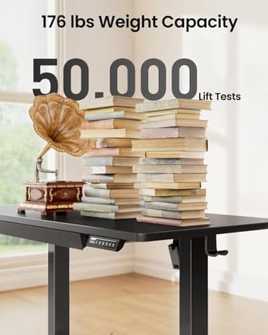 ErGear 55" x 24" Electric Standing Desk with Drawers, Height Adjustable Desk with 4 Preset Heights, Ergonomic Rising Home Office Computer Table with Splice Board, Black - Image 6