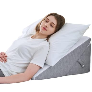 Sasttie Wedge Pillow for After Surgery, Adjustable Memory Foam Bed Wedge Pillow Headboard for Sleeping, Acid Reflux, Surgery Recovery, Neck & Back Support, White and Dark Grey - Image 9