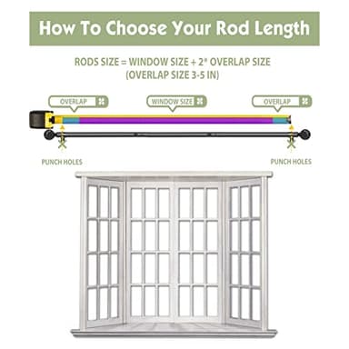 YeYeBest Curtain Rod 2 Pack - 28" to 64" for Windows Small Curtain Rod Set - Modern Simplicity Décor Style 5/8 Inch Metal Pole - Heavy Duty Drapery Rods with Brackets - Black - Image 7