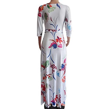 FANDEE Plus Size Maxi Dress for Women Casual Summer Sundress V-Neck 3/4 Sleeve White XX-Large - Image 3