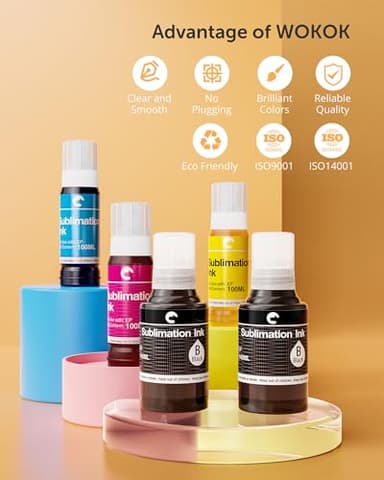 Hiipoo 580ML Sublimation Ink Refilled Bottlescompatible for ET2400 ET2720 ET2760 ET2750 ET4800 ET-2800 ET-2803 ET-2850 Inkjet Printers Heat Press Transfer on Mugs T-Shirts - Image 4