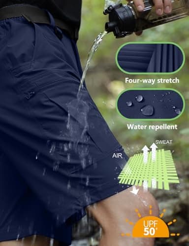 Shallowlulu Mens Cargo Hiking Shorts Water Resistant Quick Dry Lightweight Breathable Tactical Shorts with Nylon Belt(Midnight Blue 40W/10L) - Image 3