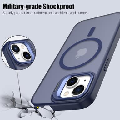 Nvollnoe for iPhone 15 Case Compatible with MagSafe,Military Grade Shockproof Heavy Duty Protective Adjustable Kickstand Matte Semi Clear Phone Case for iPhone 15(Blue) - Image 6