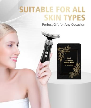 Dopsikn 9-in-1 Red-Light-Therapy-for-Face-and-Neck, Portable Facial Massager Tool with Adjustable Vibration & Thermals for Wrinkles, Double Chin, Black - Image 7