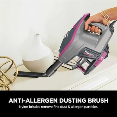 Shark HV371 Rocket Pro DLX Corded Stick, Removable Hand Vacuum, Advanced Swivel Steering, XL Cup, Crevice Tool, Upholstery Tool & Anti-Allergen Dust Brush, Fuchsia, Capacity - Image 8