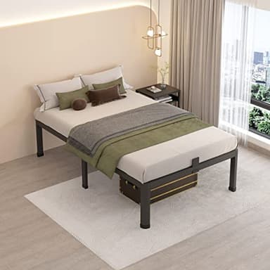 MAF 18 Inch Twin Bed Frames with Round Corner Legs Mattress Slide Stopper No Box Spring Needed Heavy Duty Metal Platform Bed Frame Under-Bed Storage Space, 3000 LBS Steel Slats Support - Image 5
