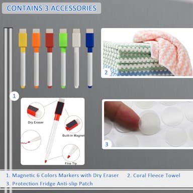 JonXon 8"x12" Acrylic Magnetic Dry Erase Board for Fridge, Clear Acrylic Magnet Calendar for Refrigerator,Includes 6 Dry Erase Markers(Clear Blank) - Image 3