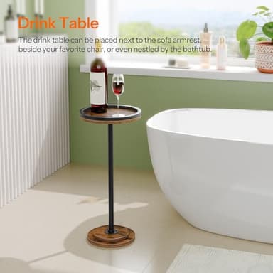HOOBRO Small Round Side Table, Drink Table, Coffee Martini Table with Pedestal for Small Spaces in Living Room, Bedroom, Sofa Couch, Rustic Brown BF168BZ01 - Image 5