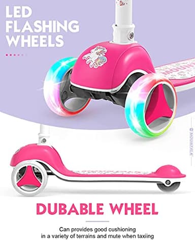 Toddler Scooters for Kids 3-5/5-7/8-12 Years Old, Girl's Foldable 3 Wheel Scooter for Kids Ages 6-12 with Adjustable Heights and Light Up LED Wheels - Image 5