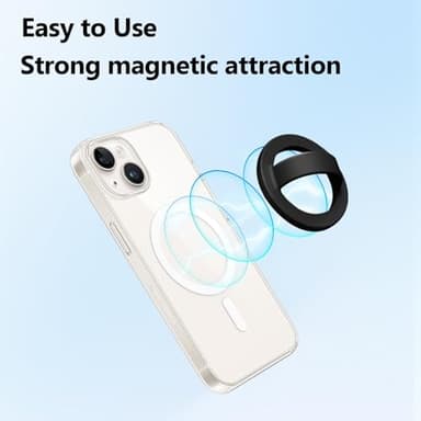 Magnetic Silicone Ring Grip Phone Holder, Rotating Finger Loop Ring Grip Holder, Soft and Portable, Strong Magnetic Attraction, Compatible with Magsafe Phone Case (Black) - Image 2