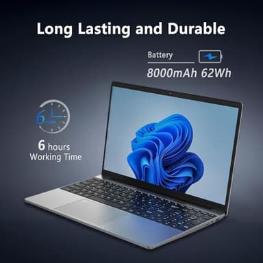 Molegar 15.6" FHD Laptop Computer with Backlit Keyboard,32GB RAM 512GB SSD,Quad Core N95 Processor(Up to 3.4GHz),180 ° Angle Opening,Fingerprint Reader,8000mAh Battery,Webcam,WiFi 5,BT, HDMI,USB 3.0 - Image 4