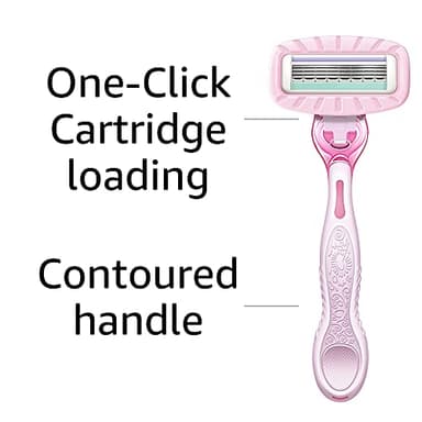 Amazon Basics Women's 4 Blade Razor for Women, Fits AmazonBasics & Venus Handles, Moisturizing Surround, 4 Count, Includes 1 Handle, 2 Cartridges & 1 Shower Hanger, Pink - Image 8