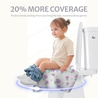 Blissful Diary 18 Pcs Toilet Seat Covers Disposable for Toddlers & Adults, Extra Large Waterproof, Portable Package for Travel, Kids Potty Training(Purple Flowers) - Image 2
