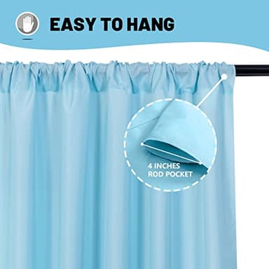 MYSKY HOME 30ft x 10ft Curtains Light Blue Backdrop Curtains for Parties Wedding Curtains Stage Curtains Rod Pocket Sliding Drapes Photography Backdrop for Baby Showers, 5ft x 10ft, 6 Panels - Image 5