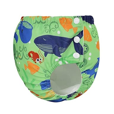 Durio Swim Diaper Washable Swimming Diapers Unisex Toddler Newborn Swim Diaper Reusable Girls Boy B Green SeaLife 3-6 Months - Image 2