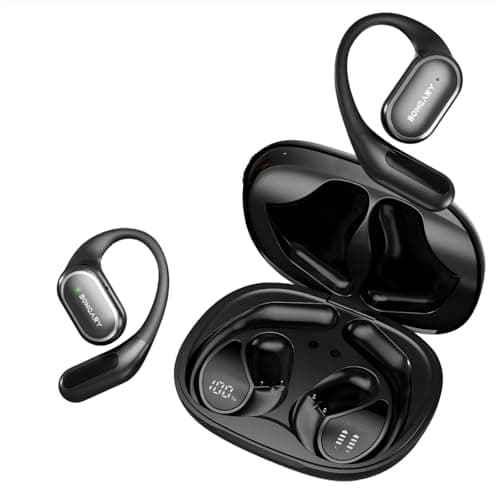 Tzfunmi Open-Ear Bluetooth Wireless Earbuds: Wireless Headphones for Runners & Cyclists - IPX7 Waterproof - 5.4 Bluetooth Ear Buds with LED Digital Display for Sport, Gym, Workout