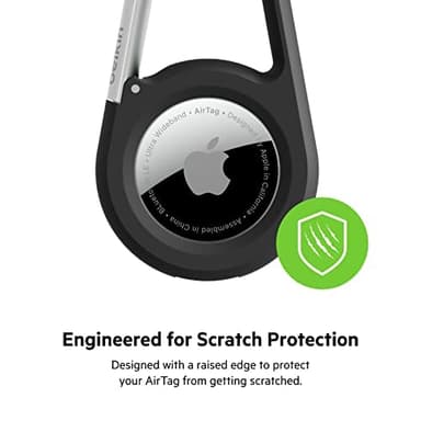 Belkin Apple AirTag Secure Holder with Carabiner - Durable Scratch Resistant Case With Open Face & Raised Edges - Protective AirTag Keychain Accessory For Keys, Pets, Luggage & More - Black - Image 5