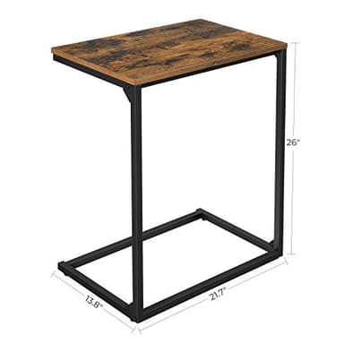 VASAGLE C Shape End Table, Small Coffee Table for Couch Or Sofa, Industrial Side Table in Living Room, Bedroom, 13.8 x 21.7 x 26 Inches, Rustic Brown and Black ULNT52BX - Image 3