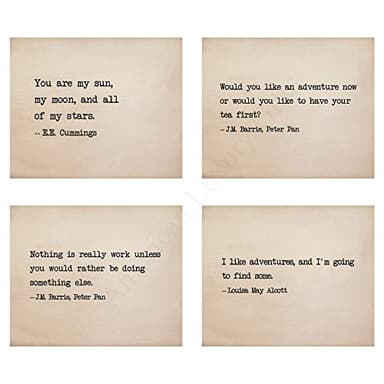 Famous Poetry - J.M. Barrie, E.E. Cummings, Louisa May Alcott, Motivational Wall Art, This Poetic Collage Inspired Wall Print Is For Home Decor, Kids Bedroom Decor, Studio Decor, Unframed - 8 x 10 - Image 1