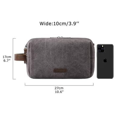 BAGSMART Toiletry Bag for Men, Canvas Travel Toiletry Organizer Dopp Kit Water-resistant Shaving Bag for Toiletries Accessories,Grey-Medium - Image 6