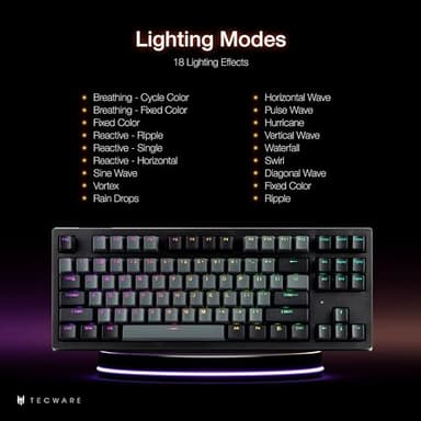 TECWARE Phantom+ Elite 87 Key RGB Mechanical Gaming Keyboard, LED Backlit, Universal Hot-Swap, Wired and Wireless, 3 Mode Connectivity, Thocky Sounding, Black Elite Wraith Brown - Image 6