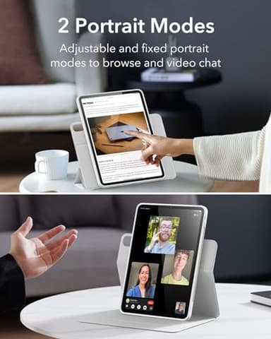 ESR for iPad Air 13 Inch Case (2025/2024) M3/M2 with Pencil Holder, Removable Magnetic Cover, Vertical Stand, Fully Supports Pencil Pro and Pencil(USB-C), Rebound 360 Series, White - Image 6