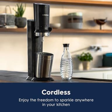 SodaStream - Aqua Fizz Sparkling Water Maker | STARTER KIT | GLASS Carbonator | CQC CO2 System | Includes 2x Elegant Glass Carafes, 1x CO2 Cylinder | Dishwasher Safe | Black - Image 5