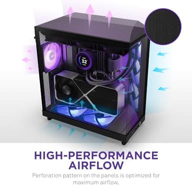 NZXT H6 Flow RGB Mid-Tower Airflow Case with 3 RGB Fans, Panoramic Glass Panels, Cable Management - Black - Image 5