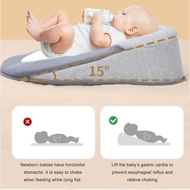 Baby Feeding Support Pillow,Reducing Spit-Up Nursing Pillow, Lounger Baby Reflux Wedge Breastfeeding Nursing Pillow,Adjustable Safety Strap,Bottle Feeding Support - Image 5