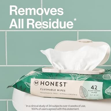 The Honest Company Flushable Wipes for Sensitive Skin | Fragrance Free, Hypoallergenic, 99% Water, Safe to Flush | pH Balanced Feminine Wipes | Tropical Leaves, 126 Count - Image 7