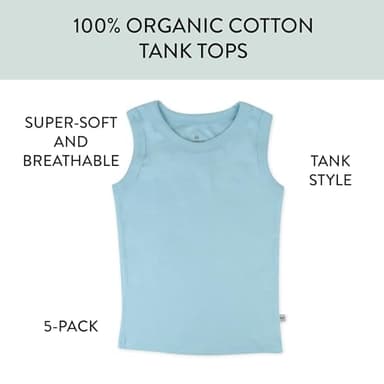 HonestBaby Sleeveless Muscle T-Shirts 100% Organic Cotton for Infant Baby and Toddler Boys, Girls, 5-Pack Sea Ombre, 18 Months - Image 3