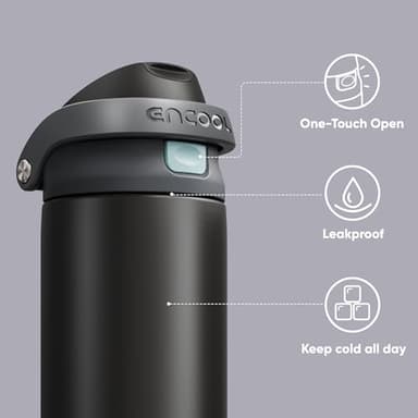 Encool Insulated Stainless Steel Water Bottle with Straw - Leak Proof Sports Water Bottle for School, Travel, Keeps Cold All Day, One-Touch Flip Lid, BPA-Free, 24 oz, Charcoal Gray - Image 3