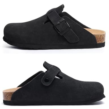 Asgard Women's Suede Clogs Leather Mules Arch Support Potato Shoes with Comfort Cork Footbed Black 40 (Size 8.5-9) - Image 6