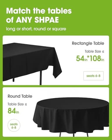 Pureegg Plastic Table Cloth Disposable 8 Pack, 54 x 108 Inch Table Cloths, Graduation Decorations Class of 2025, Graduation Party Tablecloths, Rectangle, Plastic Cover, Leakproof & Sturdy, Black - Image 2
